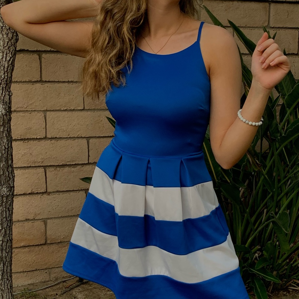 Blue and White Dress